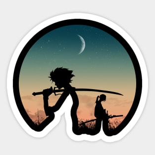 Samurais under the moon Sticker